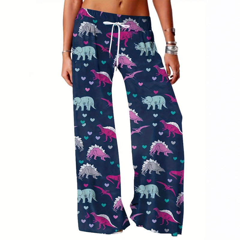 Cross-Border Foreign Trade Women's Summer New Fashion Trousers Anime Cartoon Pattern Digital Printing Star Wide-Leg Trousers Cross-Border Foreign Trade Women's Summer New Fashion Trousers Anime Cartoon Pattern Digital Printing Star Wide-Leg Trousers