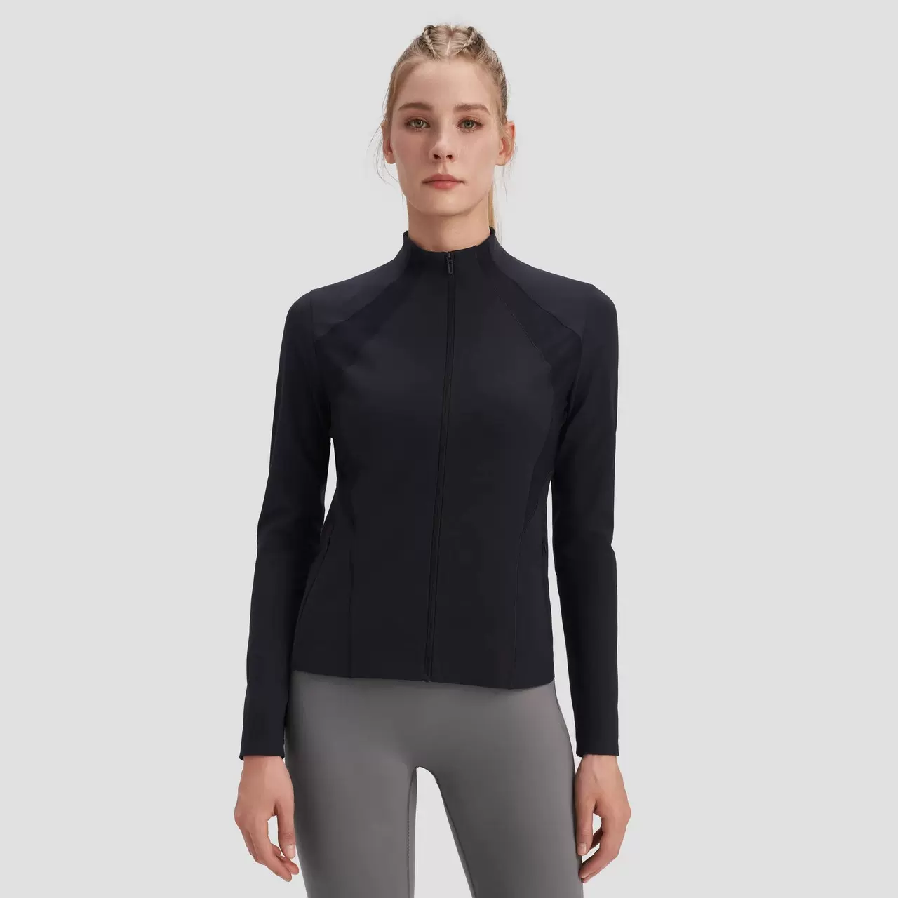 新款修身立领瑜伽外套秋季 运动健身瑜伽上衣女 运动外套女款户外