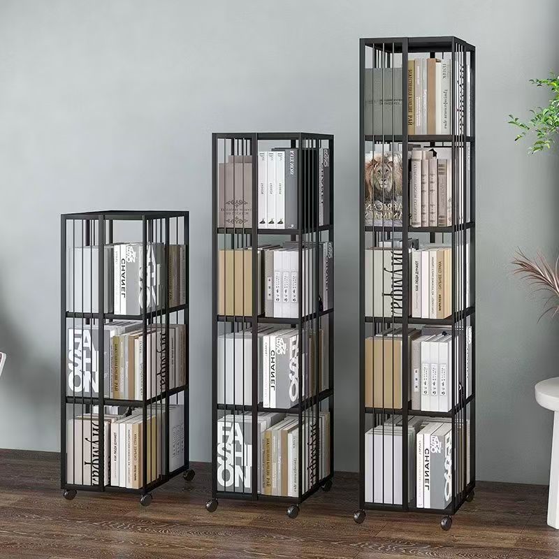 Rotate the bookshelf 360 -degree bookcase to move the wheel home corner to storage rack iron -style corner landing rack
