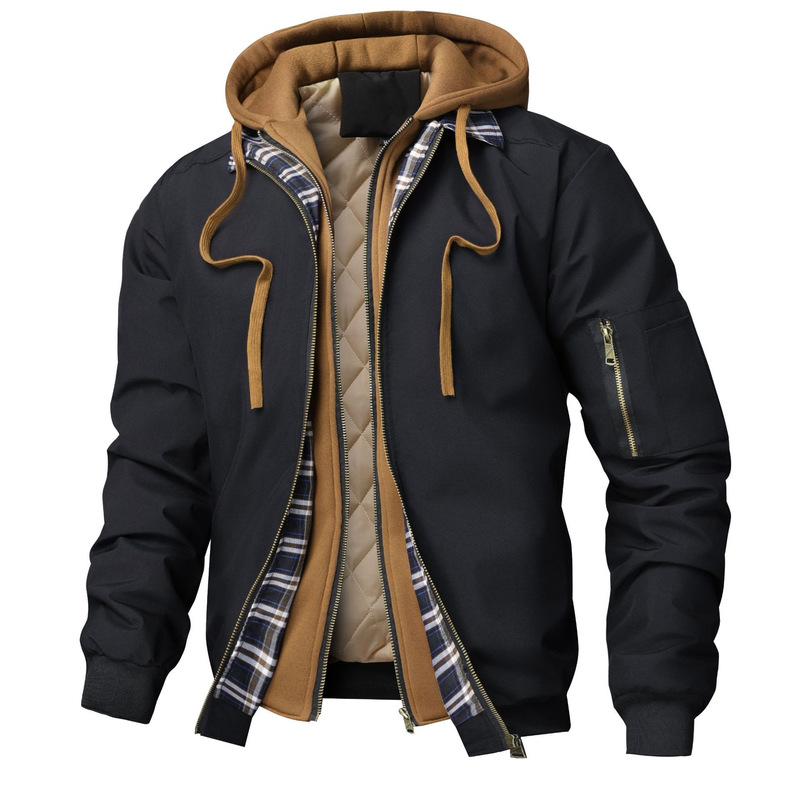 【2026 New Model】Foreign Trade Hot-Selling Spring, Autumn, Winter Men's Jacket Quilted Cotton Hoodie with Faux Two-Piece Design for Youth 【2026 New Model】Foreign Trade Hot-Selling Spring, Autumn, Winter Men's Jacket Quilted Cotton Hoodie with Faux Two-Piece Design for Youth
