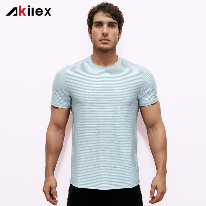 Akilex Sports Quick-Drying Clothing Summer Outdoor Running Exercise Loose, Comfortable, Cool and Breathable T-Shirt Short-Sleeved Men