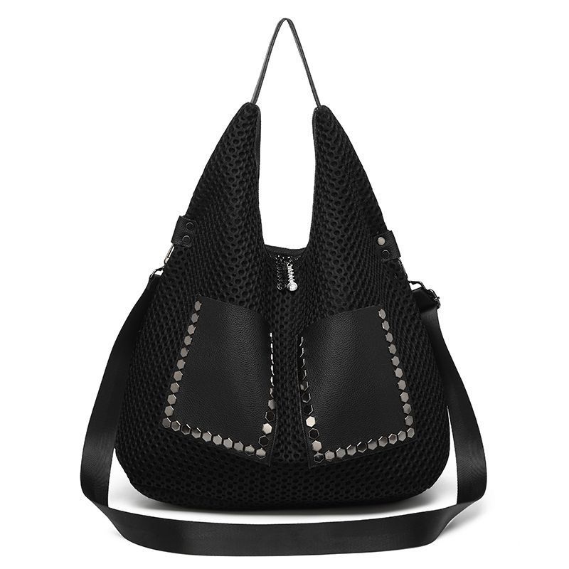 Women's Unique Shoulder Bag With Studded Details And Patchwork_voghion.com