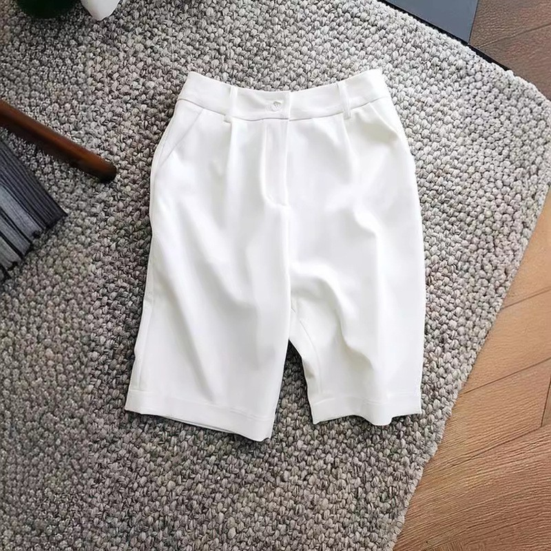 特別価格の現物のスーツの中でズボンの女性の夏の高腰の夏の薄い金のゆったりしているカジュアルはやせている5分のズボンを現します。|undefined