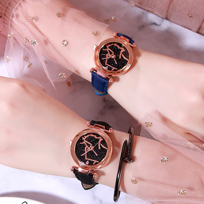 Korean Style Trendy Diamond-Encrusted Starry Sky Women's Watch Fully Automatic Movement Fashion Quartz Watch
