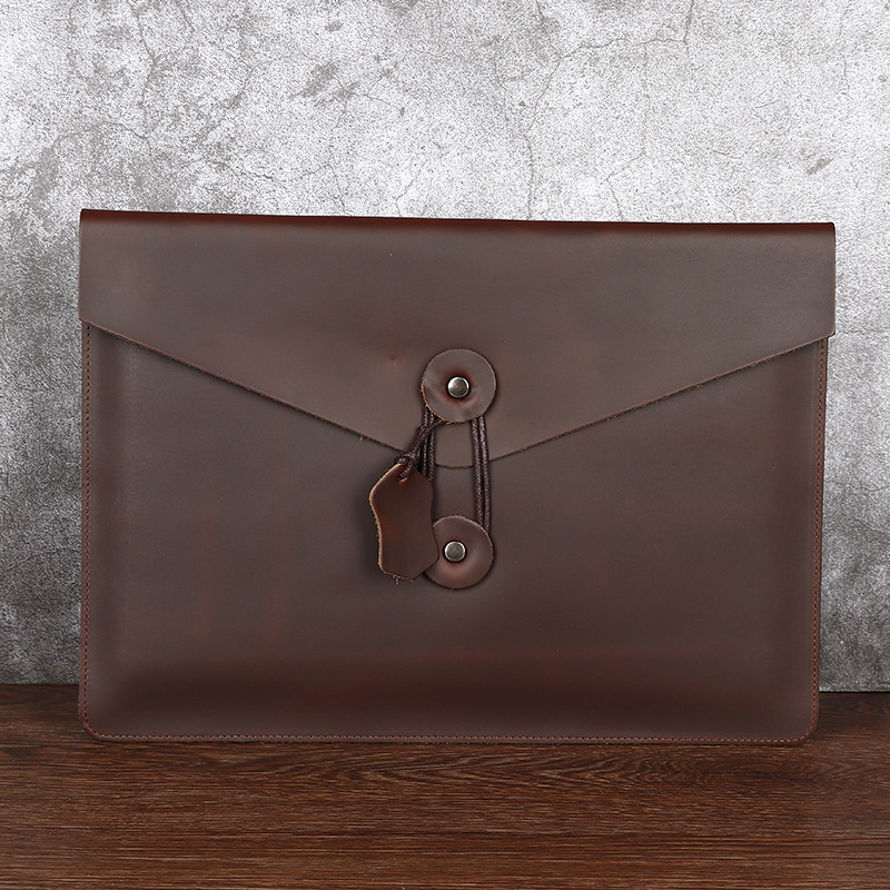Foreign trade men's envelope leather business briefcase hand bag leather file bag 13 inch computer bag wholesale