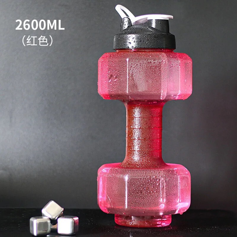 大容量創意ダンベルカップジム携帯ダンベルカップ屋外騎乗運動水筒冷水水筒|undefined