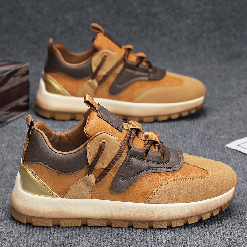 Tendencia de zapatos de cuero para hombres primavera 2025, nuevos zapatos deportivos y casuales para estudiantes, zapatos de moda para hombres, aumento de altura y suela gruesa