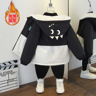 加工定制2025童装儿童新款韩版加绒加厚外套男童保暖宽松棉服冬装