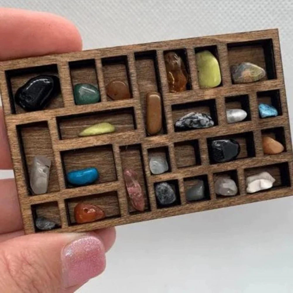 Cross-border Miniature Display Shelf Wooden Miniature Jewelry Rack Mineral Specimen Storage Decoration