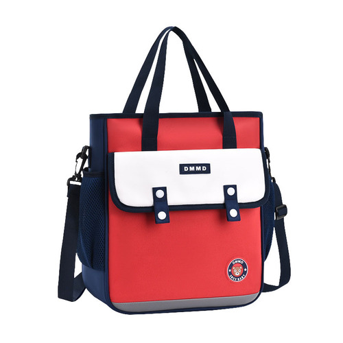 English-style school bag for primary and middle school students, unidirectional shoulder bag, hand-held bag, dual-shoulder backpack, tutoring bag, cross-body art bag