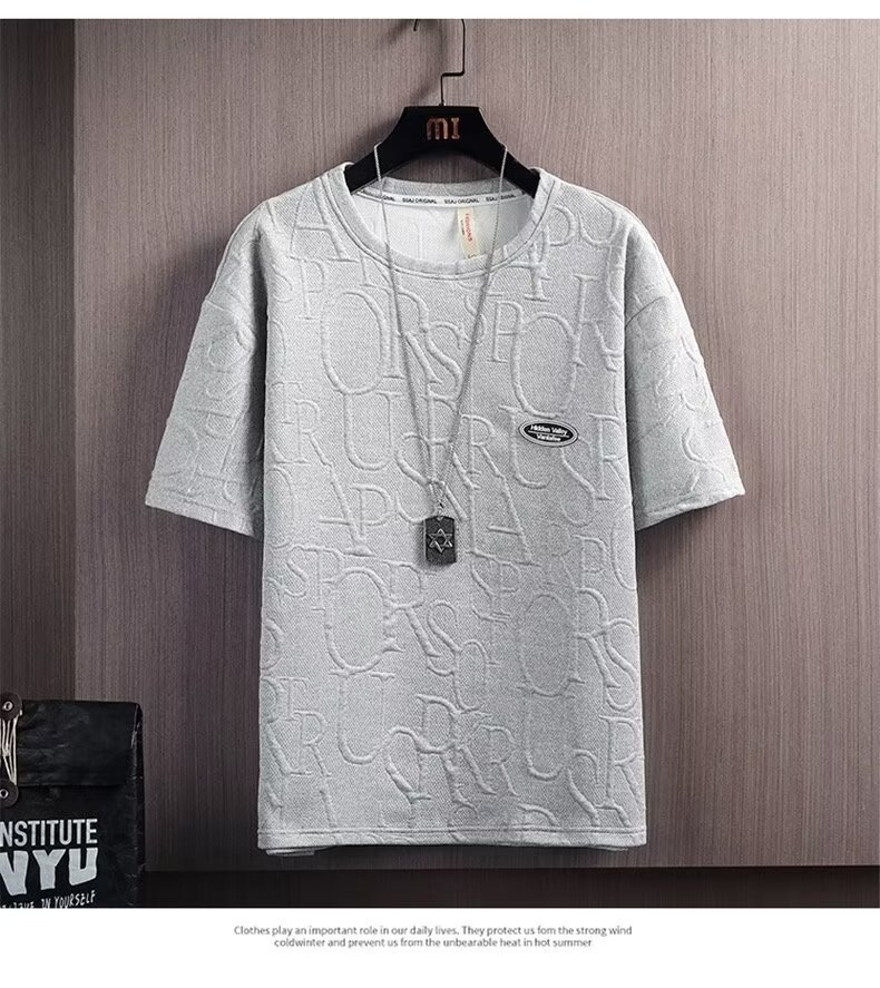 Summer Men's Casual Waffle Knit T-shirt And Five Point Shorts Set_voghion.com