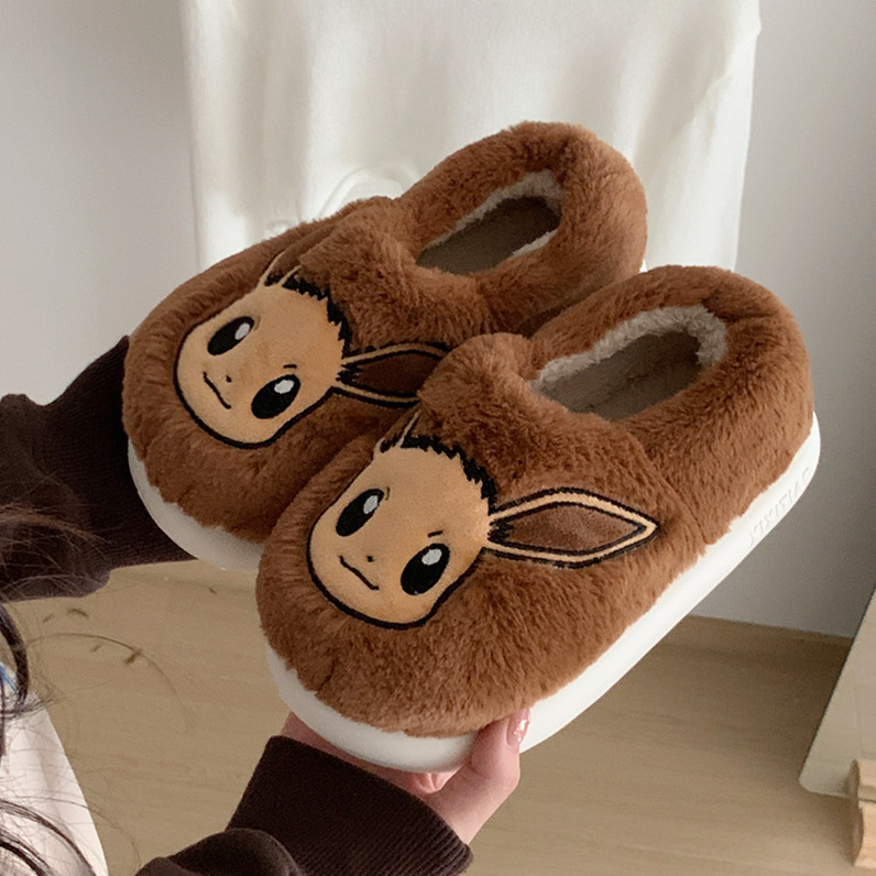 Baokemeng joint name cute Ibu women's autumn and winter plush shoes fleece-lined warm soft thick bottom comfortable home cotton slippers