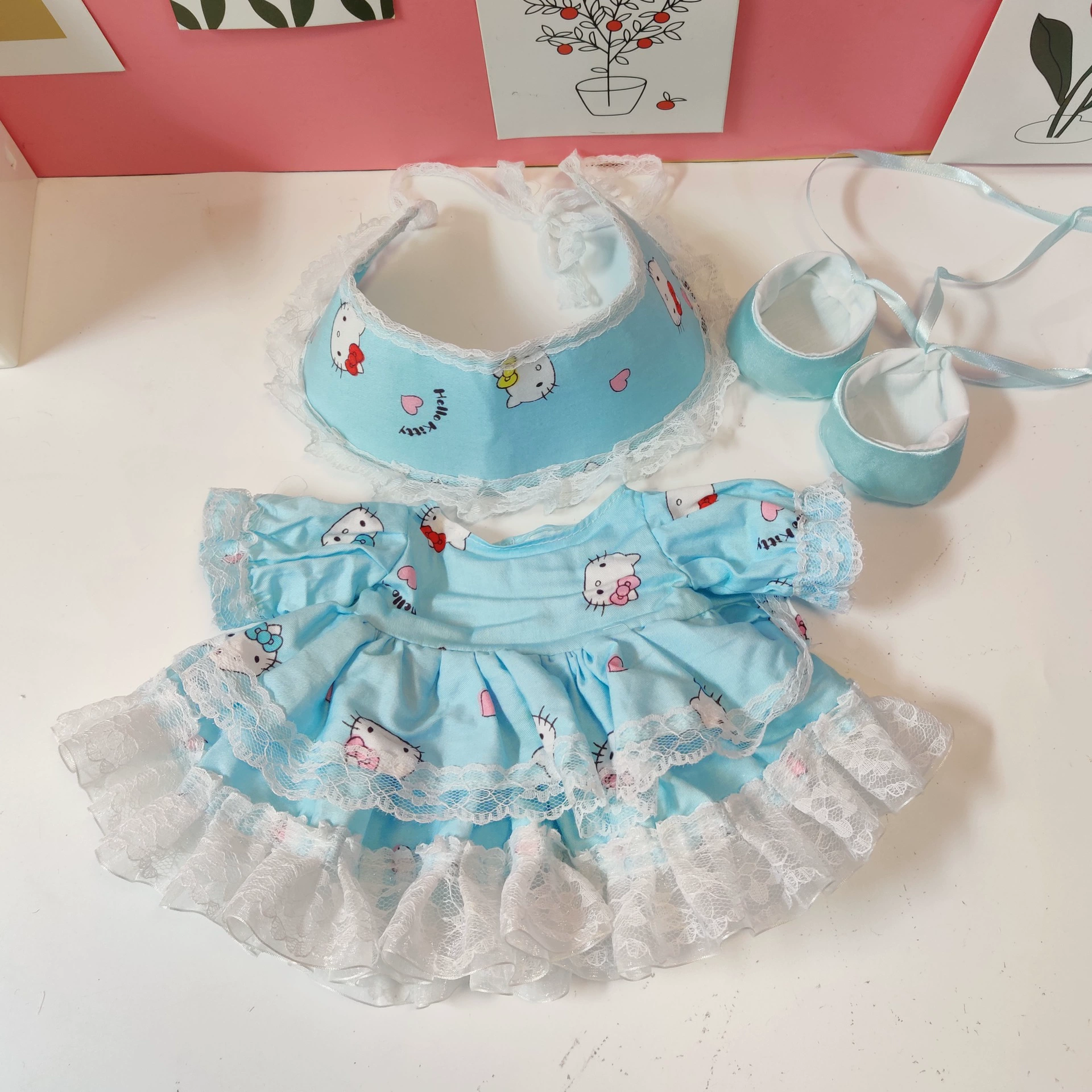 Кукла, платье, юбка, 30 см, с маленькими мишками, детская одежда