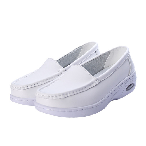 Women's Leather Nurse Shoes with Soft Sole, Non-Tiring, Breathable, Non-Foot Odor, Built-in Air Cushion, Rebounding Comfort, Medical Professional Shoes for All Seasons