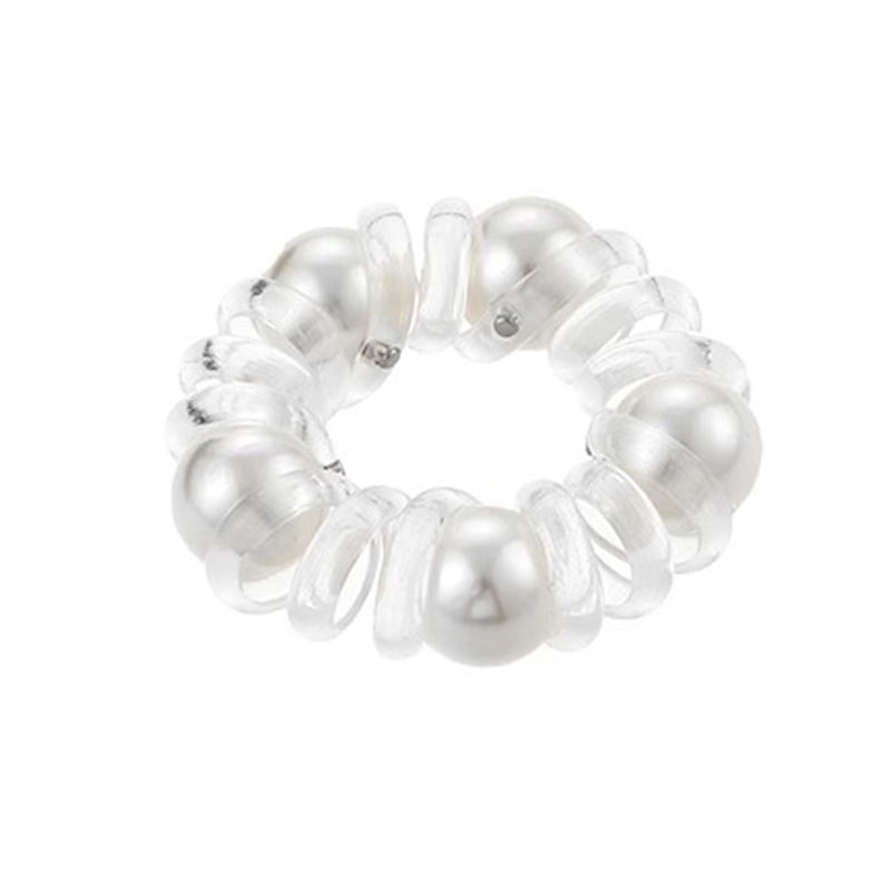 Nueva perla transparente cuerda del pelo de las mujeres simple elegante diadema línea telefónica banda de pelo de alta banda de goma elástica tocado