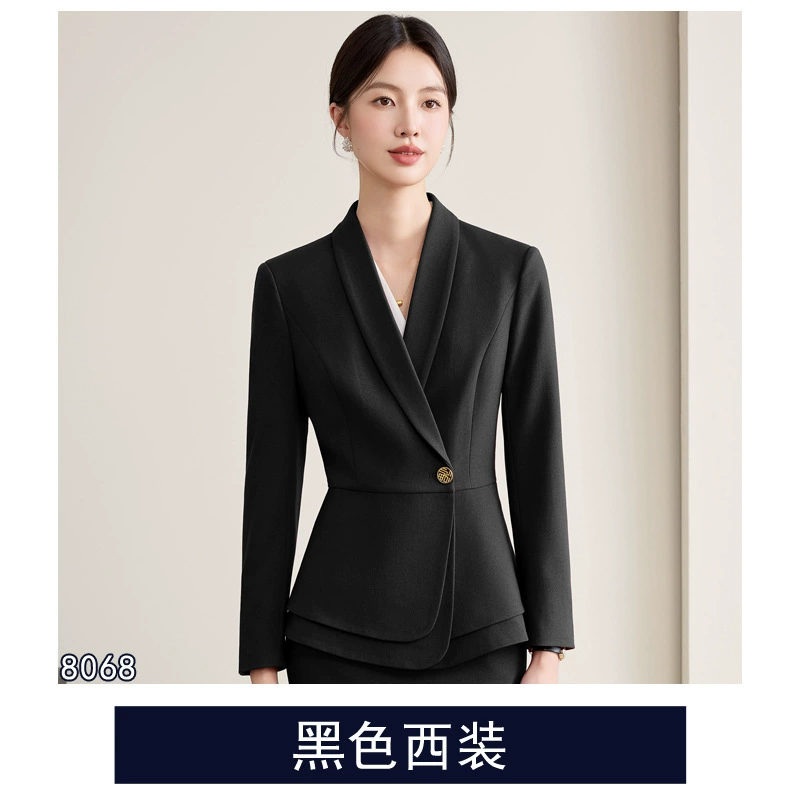 Demi-season fashionable long-sleeve, high-end fitted classic suit, brace for work