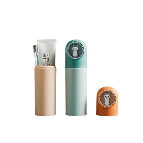 Travel storage toothbrush holder outing cutlery box toothpaste storage box cartoon bunny mouthwash cup wash cup set