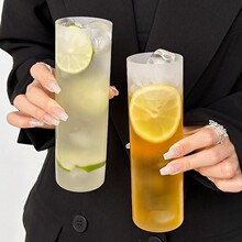 鸡尾酒杯磨砂质感ins风直筒柯林杯玻璃长饮杯冷饮果汁杯加长水杯