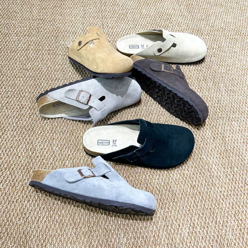 1039 Birkenstock Shoes Thick-Soled Genuine Leather Clogs Slip-On Boston Birkenstock Wholesale Flat Versatile Japanese Style