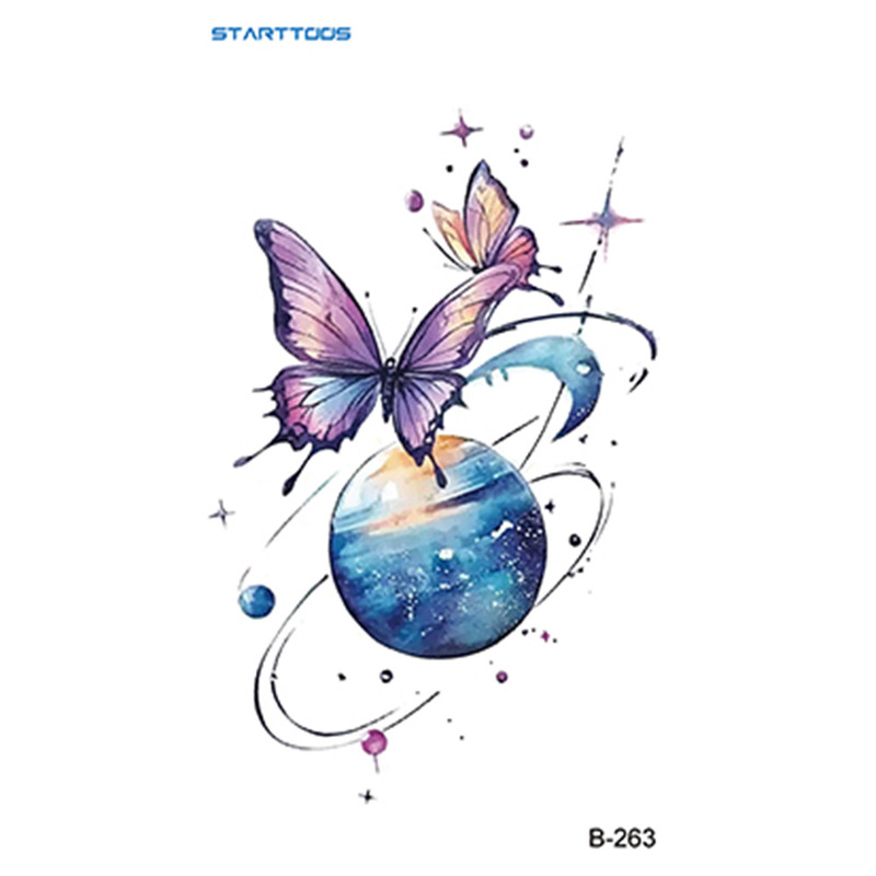 STARTTOOS彩色蝴蝶纹身贴多巴胺少女ins简约可爱可洗一次性纹身贴|undefined