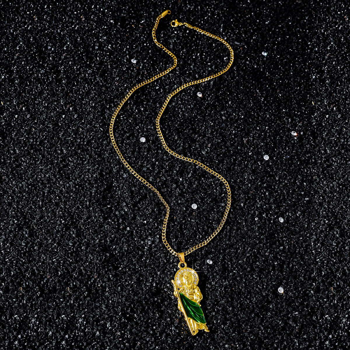 Collar de colgante de San Judas estilo hip-hop religioso – diseño creativo, personalidad, Europa/América image 4
