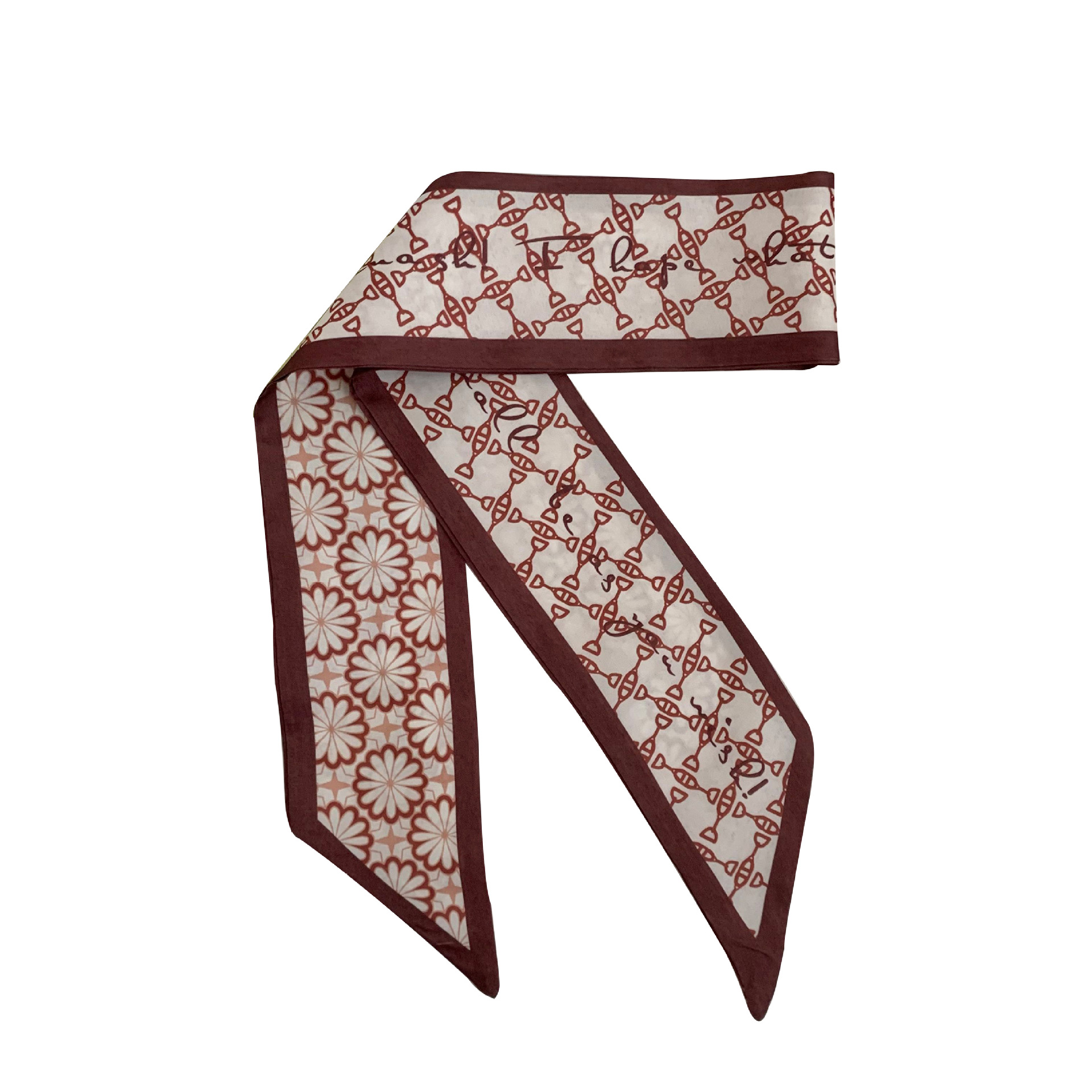 Pañuelo de seda, tira larga, sensación de alta calidad, pequeño pañuelo floral fresco, cinturón para el cabello, bolsa para atar, cinta para atar, bufanda decorativa, cinturón para la cintura