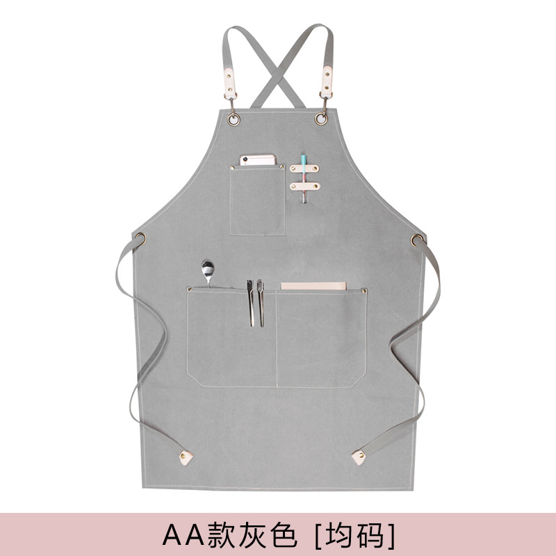 Amazon engrosada lienzo delantal logotipo personalizado leche té tienda bar chef peluquería guardapolvos delantal al por mayor