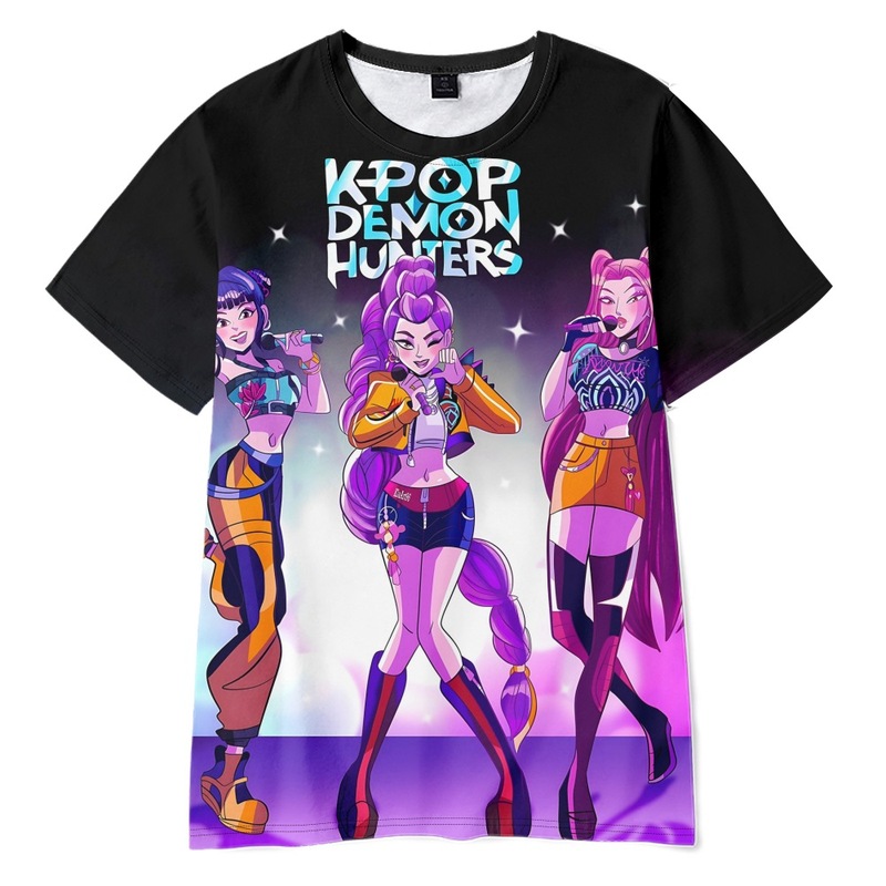 3D新品电影  K-POP 猎魔女团  印花短袖T恤印花成人童装夏季|undefined