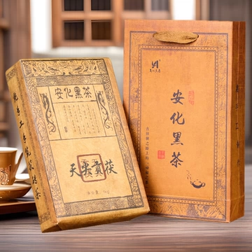 强韵2009年湖南安化手筑茯砖黑茶 安化茶厂陈年金花茯砖茶1000g