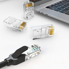 Cat5e Ethernet Cable RJ45 Connector, Network Crimp Connector, 8P8C, 100-Megabit Crystal Head with 35% Pure Copper