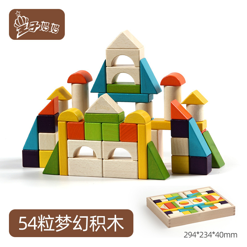 Bloques de construcción coloridos de madera de haya que ensamblar juguetes educación temprana Niños niños y niñas educativos gran partícula de madera 2-3-6 años image 7