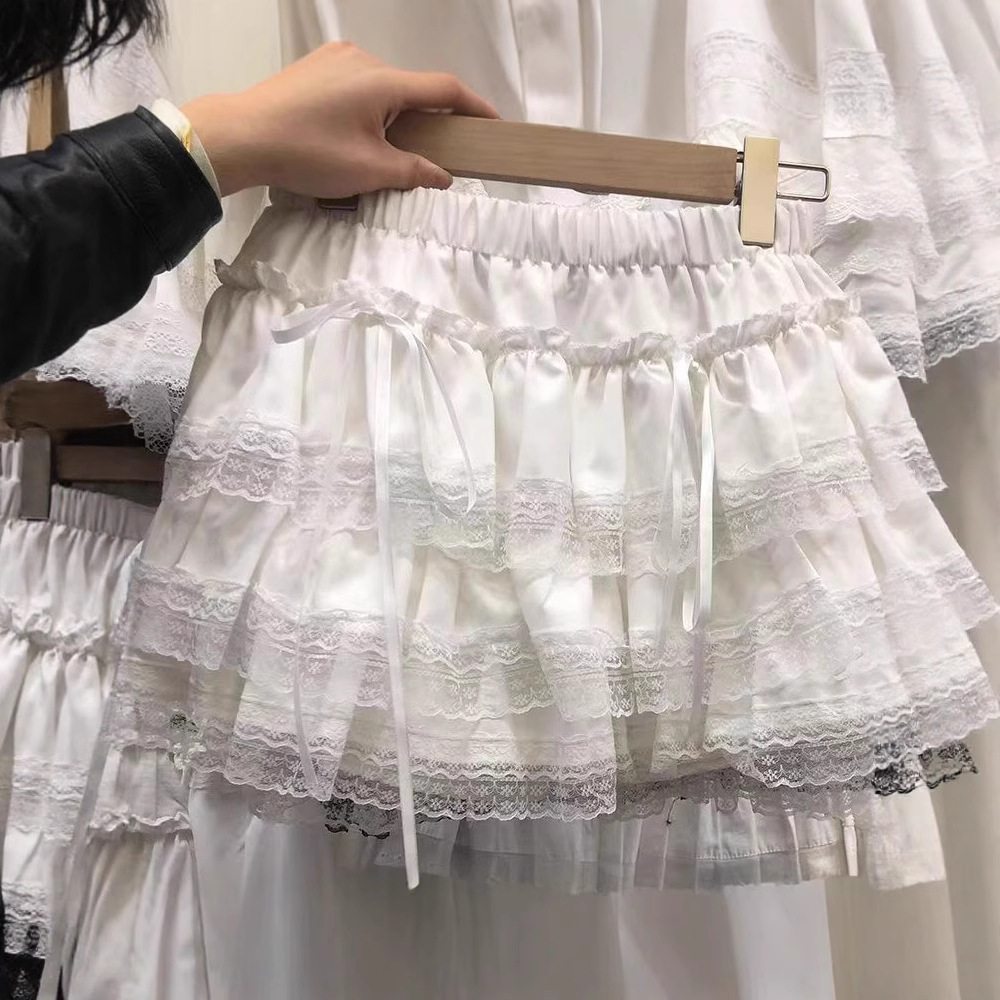 High-Waisted Sweet and Spicy Bow Anti-Exposure Dopamine Puffy Skirt Summer Short A-Line Skirt Cake Skirt