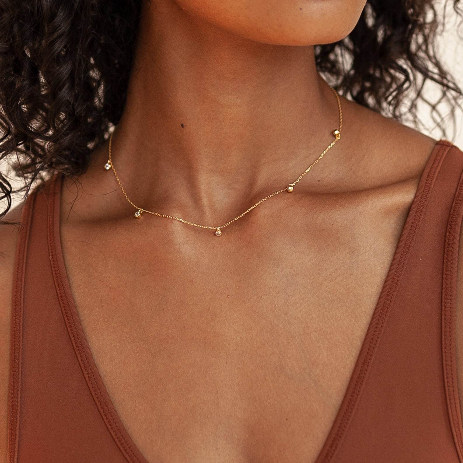 Necklace Classification Copper Chain Material cable chain Chain Type Wholesale Simple Style Round 201 Stainless Steel Glass Copper Plating Inlay Zircon Necklace
