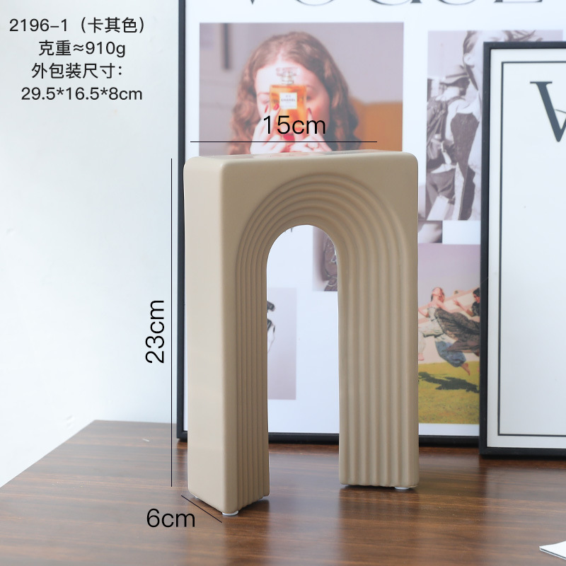 Morandi moderno vasos de cerámica estriados decoración de estudio sala de estar flor geométrica decoración de sala de alojamiento modelo