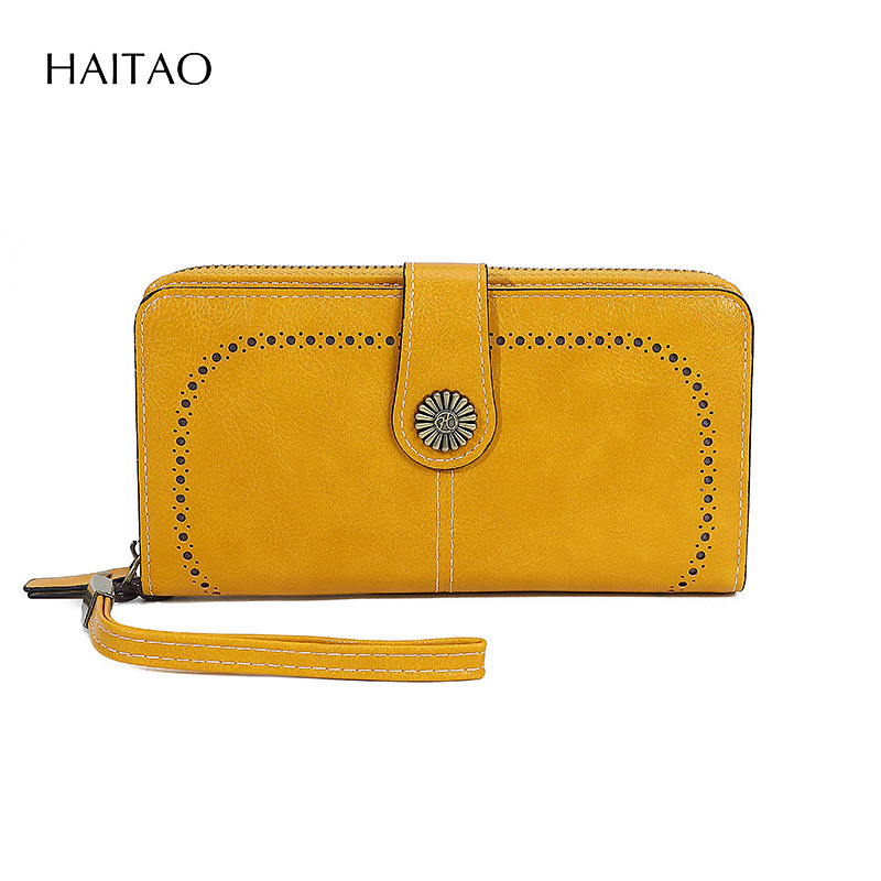 2025 nueva moda retro simple billetera larga de cuero graso para mujer bolso de mano multifuncional de gran capacidad