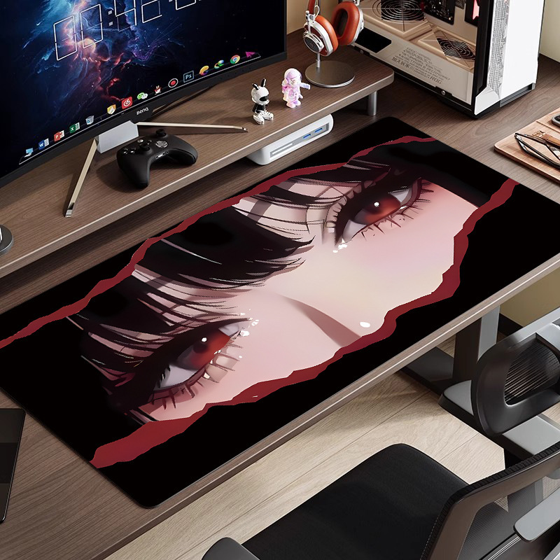 黒と白のアニメマウスパッド特大シンプルな二次元eスポーツボーイズコンピュータデスクパッド大型キーボードパッド|undefined