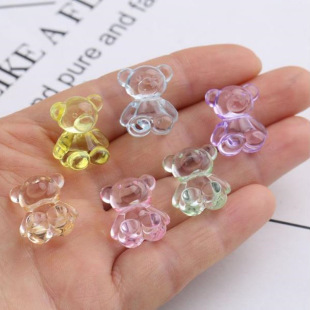 Acrylic transparent frosted cross hole Bear rabbit Children DIY hair accessories headdress mobile phone chain bracelet loose beads jewelry