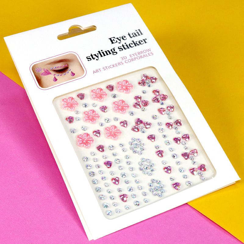 Pegatinas de Pedrería para Maquillaje Facial y Ojos de Resina Autoadhesivo Brillante para Maquillaje Facial y Ojos