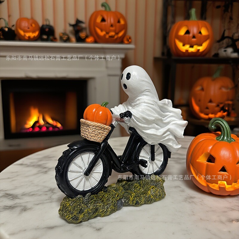 Cross-Border New Creative Halloween Decoration Ghost Cycling Party Scene Home Office Desk Decoration Gift