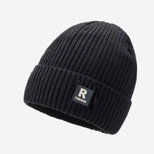 针织帽冬季男士加绒护耳纱线帽子秋冬防寒骑行字母R毛线帽跨境ins