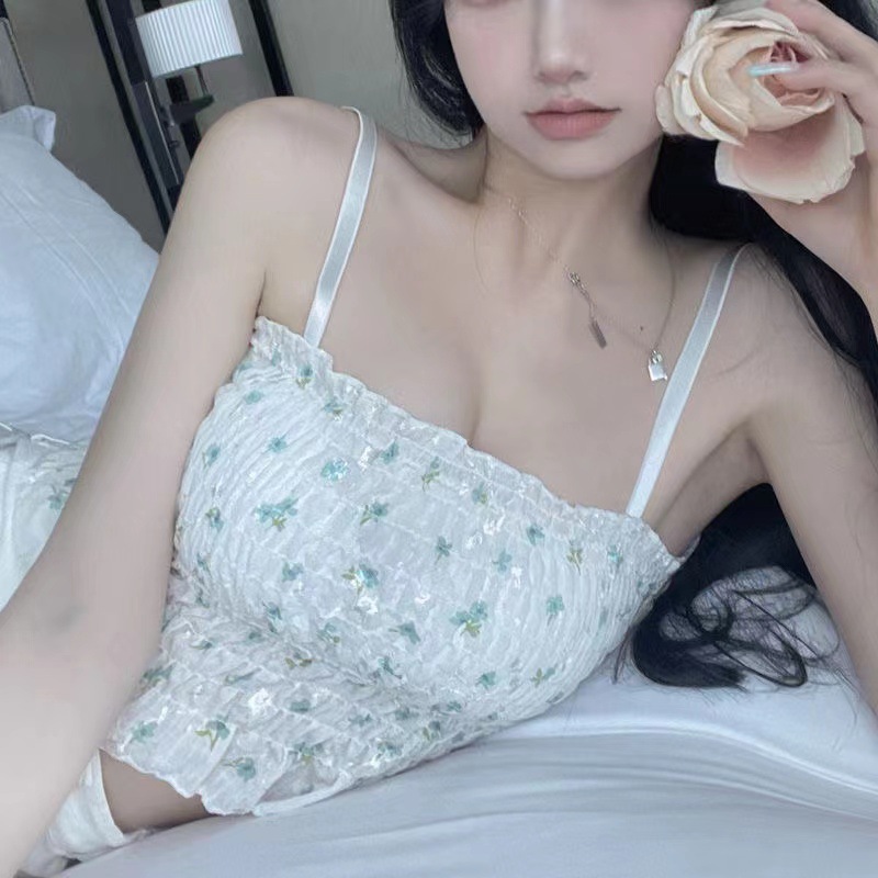 Chic French Floral Backless Cami Top