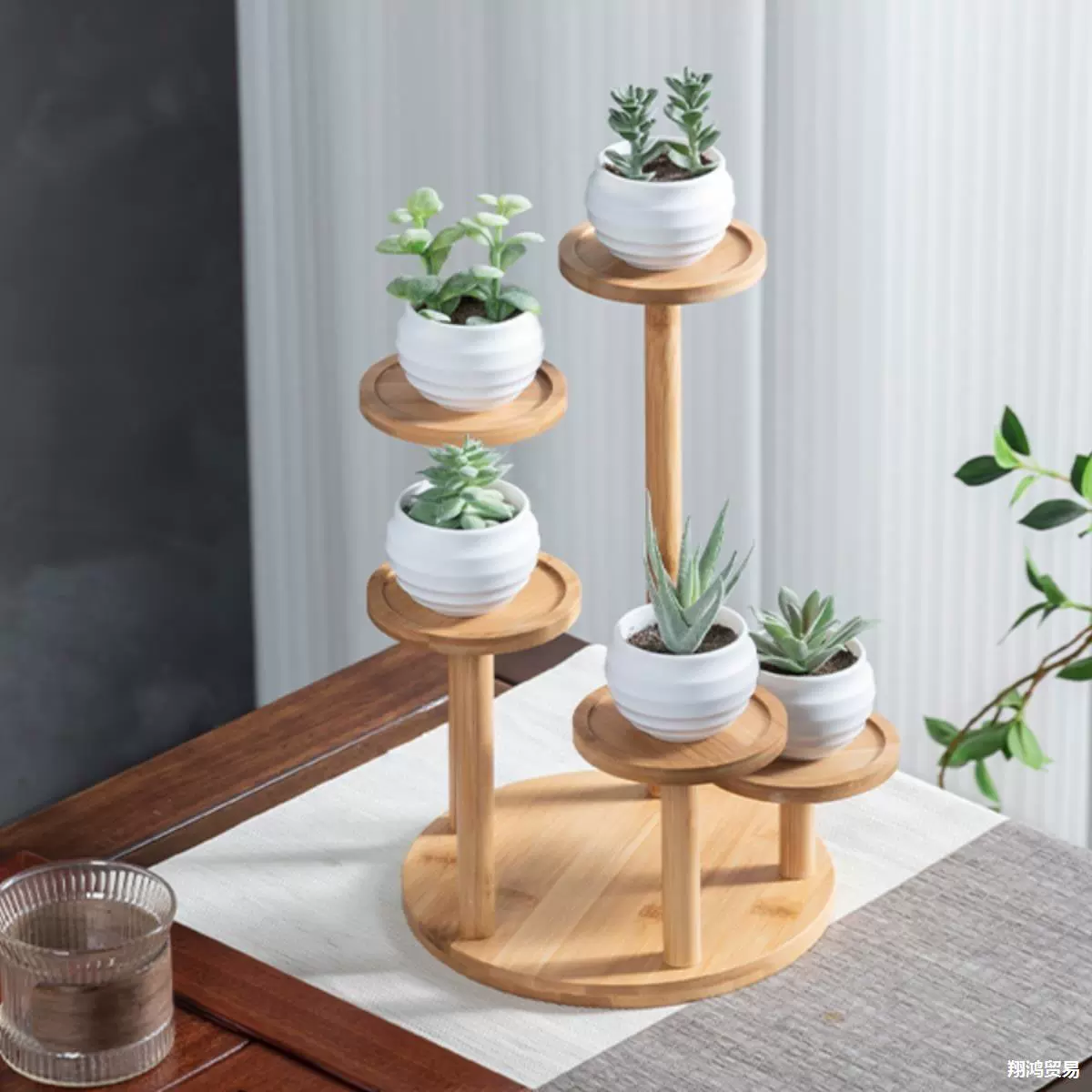 Столешница из цельного дерева Многослойная небольшая цветочная подставка из плотного дерева окна из цельного дерева