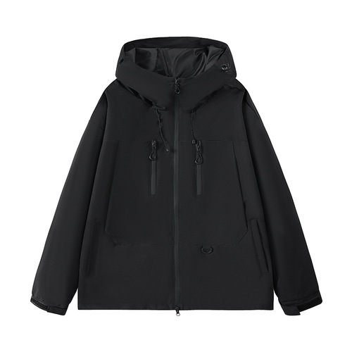 2025 Spring and Autumn New American Functional Hiking Waterproof Workwear Jacket Men's Down Jacket Thin Parka with Hood