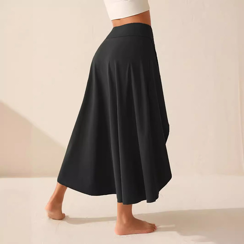 Women's European and American Unstructured Elegant Hemline Flowy Fashion Solid Color Midi Dress