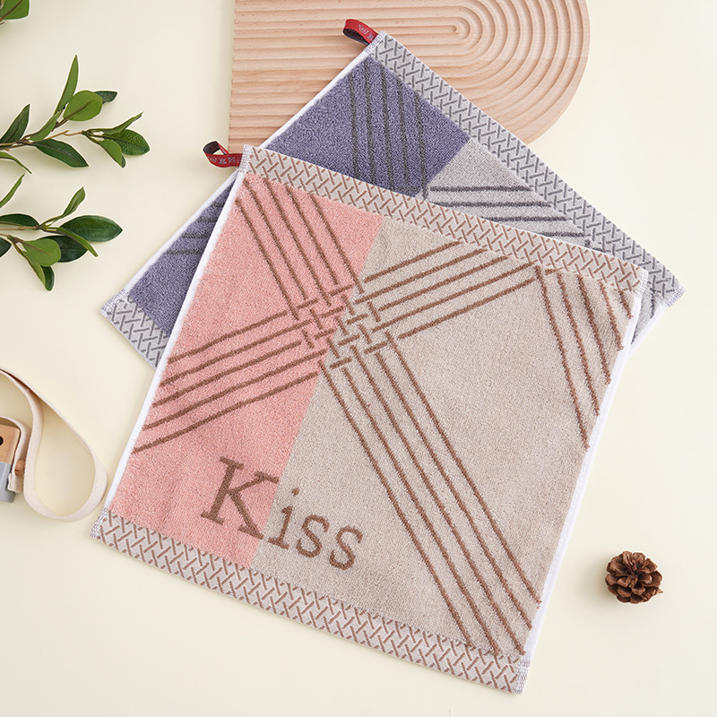 Pure Cotton Square Towel Wholesale Vertical Striped Thickened Absorbent Household Large Square Towel Children's Face Towel Gift Square