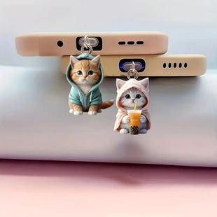 Cross-Border New 2D Acrylic Dust Plug Suitable for Apple Mobile Phone Interface, Suitable for Cats, Cute and Popular Mobile Phone