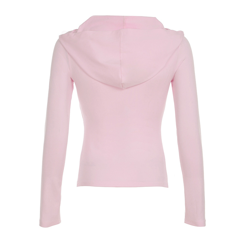 Solid Color Sports Fitness Running Top Yoga Slim Fit Fall Winter Outer Wear Hooded Zipper T shirt for Women