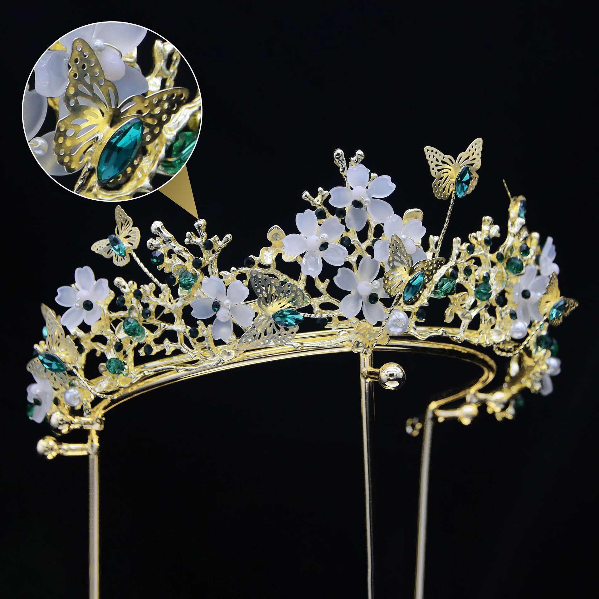 Bride Crown Vintage Style Handmade Hair Accessory For Weddings_voghion.com