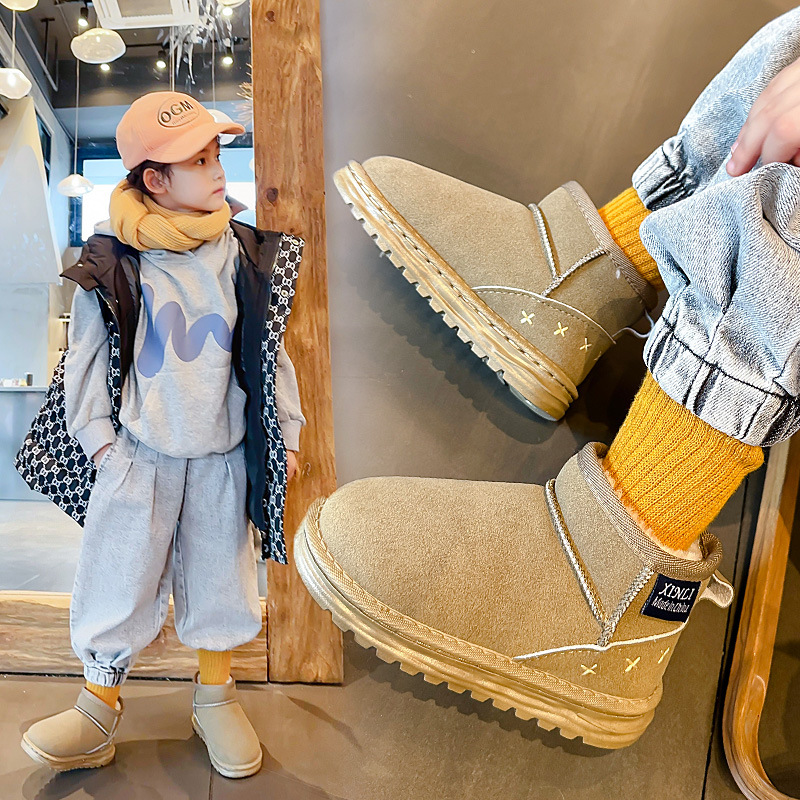 2023 Stivali da neve per bambini ispessiti invernali Scarpe di cotone calde Stivali per ragazzi e ragazze Scarpe in cotone per bambini con suola morbida antiscivolo_voghion.com