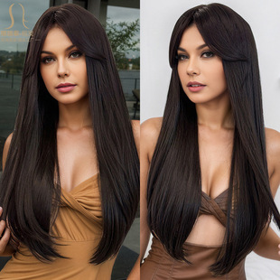 2025 New Cross-Border Hot-Selling Wig with Full Bangs, Natural-Looking High-Quality Synthetic Hair, High-End Wig for Women
